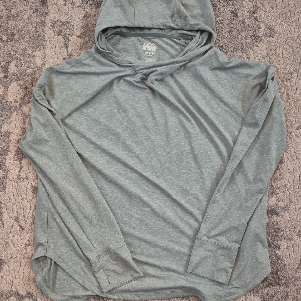 REI Lightweight Hooded Long Sleeve Pullover - Sage Green